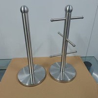 Support de rangement pour tasses en acier inoxydable, organisateur de tasses à café/thé pour salon et table à manger avec plateau en marbre et égouttoir