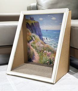 Kattenkrabpaal van golfkarton met olieverfschilderijdesign, multifunctioneel, OEM/ODM, duurzaam, milieuvriendelijk, voor binnen. - Product Image 2