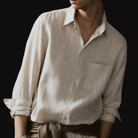 Fabricant de chemises boutonnées à manches longues pour hommes Vente en gros de chemises en lin pour hommes avec logo personnalisé de haute qualité