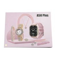 Montre connectée A58 Plus, nouveau design, 8 en 1, montre dorée pour femmes, coffret cadeau, moniteur de fréquence cardiaque, tracker de forme physique, montre connectée pour femmes