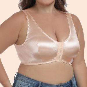 Sujetador estilo camisón de satén con cierre frontal para mujer, talla grande, ultrafino, sin esponja, lencería íntima europea y americana - Product Image 3