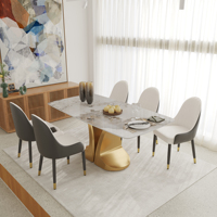 Table à manger rectangulaire en marbre pour 6 personnes, style moderne et luxueux, en pierre frittée, meubles de maison, livraison directe depuis les États-Unis, VOXHOME USA