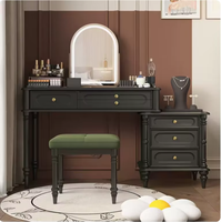 Table de toilette médiévale en bois massif, table de toilette française couleur crème pour chambre à coucher, bureau de maquillage moderne extensible