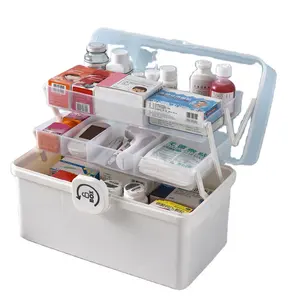 Armadietto dei medicinali per uso domestico a tre strati di grande capacità portatile per cure mediche per la casa scatola di immagazzinaggio medica per medicinali