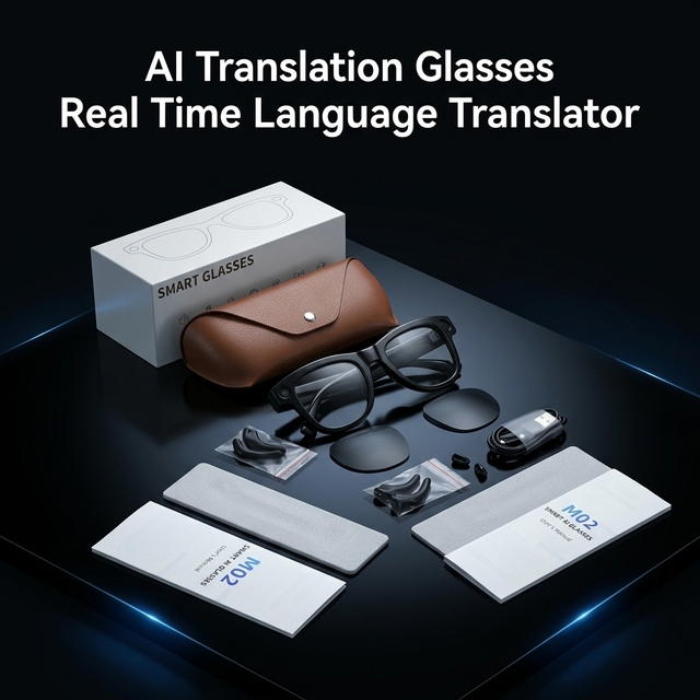 AI Glasses with HD Camera Real Time Translation AI Assistant Image Recognition Wireless Calling Smart Eyewear for Business