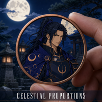 Pièce de collection japonaise en cuivre fin .999 de 1 oz, médaillon commémoratif personnalisé avec portrait de guerrier du sanctuaire sous la lune, vente en gros