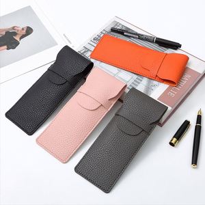 Wholesale Fashion Simple PU Leather <b>Pen</b> case Simple <b>Pen</b> Storage Bag Lychee Pattern <b>Pen</b> Sleeve for Business and Office Use - Product Image 1