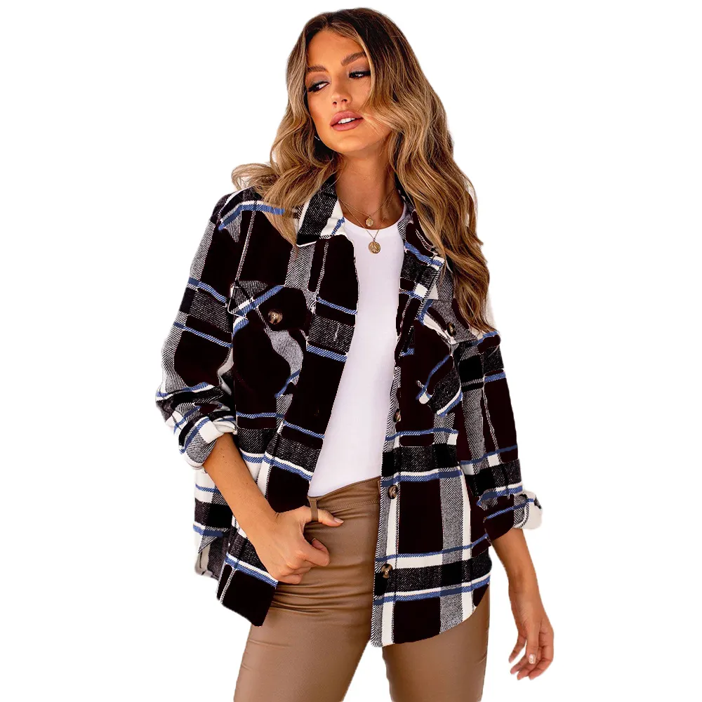 Großhandel Neuheiten Mode Damen Casual Wear Langarm Frauen Plaid Flanell Shirts