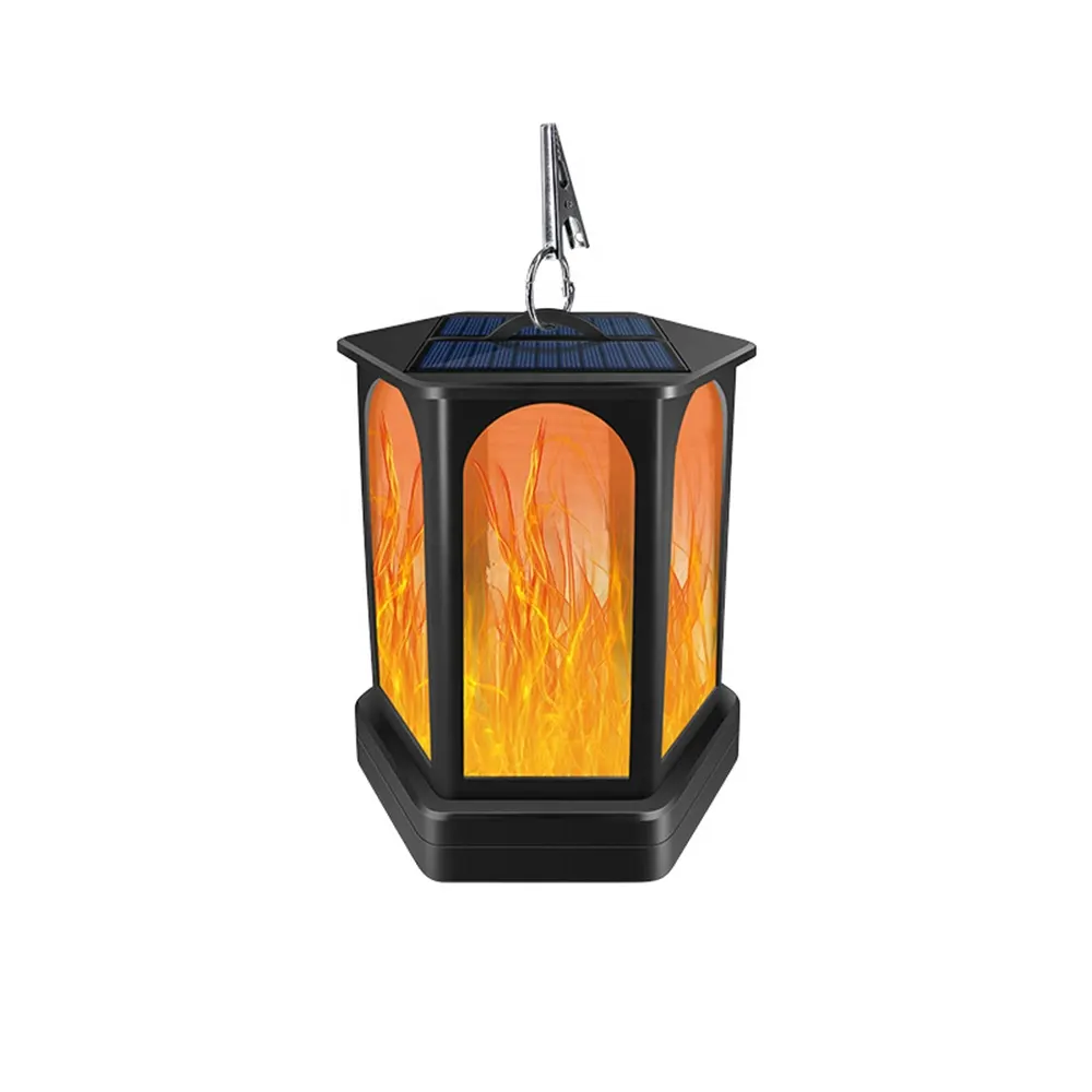 96 LED Outdoor Waterproof Solar Powered Flame Flickering Hanging Lantern Lamp Garden Landscape Decoration Lighting