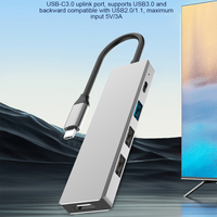 Divisor USB Tipo C para Laptop, Hub USB-C de 5 Puertos, Expansor de Transferencia Rápida de Datos 4K para PC con Windows y Mac Compatibles, Aleación de Aluminio