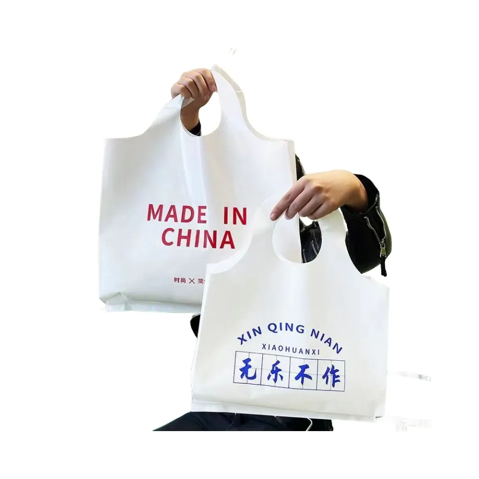 Toptan özel kişiselleştirilmiş plastik alışveriş çantası promosyon lamine olmayan dokuma çanta