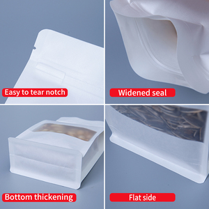 Compostable phẳng đáy trắng Kraft dây kéo đứng <span class=keywords><strong>Pouch</strong></span> với cửa sổ cho Sushi Jelly salad thức ăn vật nuôi - Product Image 3