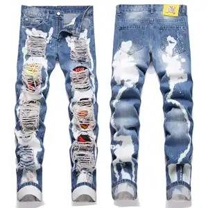 Factory Wholesale Custom Fashion Men Jeans Pants Patchwork Plus Size Men's Jeans