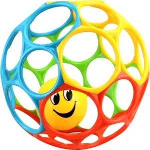 Kids Educational Toys Baby Toys 6 To 12 Months Silicone Hand Ball Baby Teether Rattle Toy Colorful Ball Baby Rattle Teether