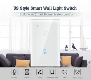 SLS 2 Gang Smart Wall <strong>Touch</strong> <strong>Switch</strong> US Standard PC Material <strong>Single</strong> Pole Interruptor WiFi Remote Control Alexa Compatibility 250V - Product Image 6