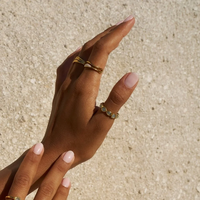Bagues en résine pour femmes, en acier inoxydable étanche plaqué PVD, avec pierres précieuses irrégulières incrustées, bijoux tendance en gros
