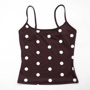 Viviblook J26TP101 Débardeur d'été pour femme à bretelles réglables, motif pois, sans manches, coupe courte - Product Image 6