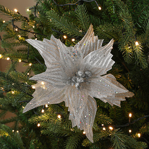 Red <b>Gold</b> Silver Artificial Flowers <b>Christmas</b> <b>Tree</b> Decoration Artificial Flower Golden Poinsettia Glitter <b>Christmas</b> Flowers - Product Image 3