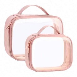 Trousse de Toilette Transparente Imperméable, Sac de Maquillage en PVC Transparent pour Voyage, Ensemble de Sacs Cosmétiques pour Femmes - Product Image 1