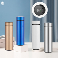 Botella de Agua con Pantalla LED de Temperatura y Logotipo Personalizado, 500 ml, Termo Digital de Acero Inoxidable, Botella Inteligente de Doble Pared