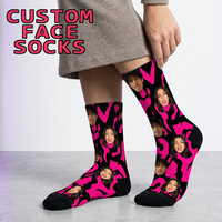 Chaussettes d'hiver ALBK personnalisées avec motif de lettres, photo, texte, nouveauté amusante, cadeau personnalisé avec photo de visage pour femmes, hommes, Saint-Valentin