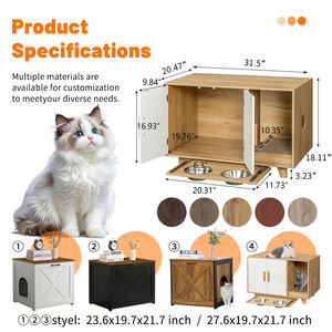 Mobilier pour <span class=keywords><strong>chat</strong></span> en bois écologique OEM avec bac à litière dissimulé et station d'alimentation, pour intérieur - Product Image 2