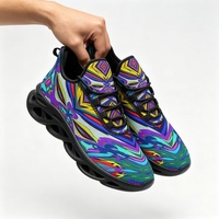 Chaussures de course personnalisées en gros à imprimé géométrique abstrait psychédélique, design personnalisé, chaussures de sport décontractées
