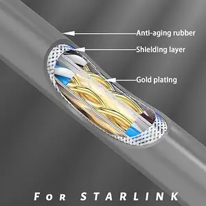 Câble Starlink standard de 30m pour Starlink Gen3 | Câble extérieur | StarLink Satellite Internet V3 Dish Compatible uniquement