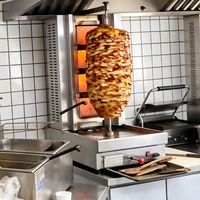 Grill à kebab commercial à gaz 4 brûleurs en acier inoxydable, machine à kebab à rotation automatique