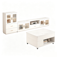 Table basse relevable multifonctionnelle moderne 2-en-1 convertible, table d'appoint mobile avec plateau en verre pour salon et usage domestique