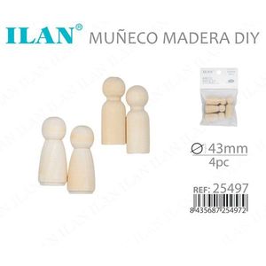 Set de Marionetas de Madera Ilan de 43 mm, Figuras para Manualidades, 4 Piezas - Product Image 3