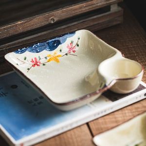 Eco-Friendly Home Divided Dinner Plate Square Sushi Dumpling Plates with Vinegar Grid <b>Sauce</b> Dish for Restaurant - Product Image 2