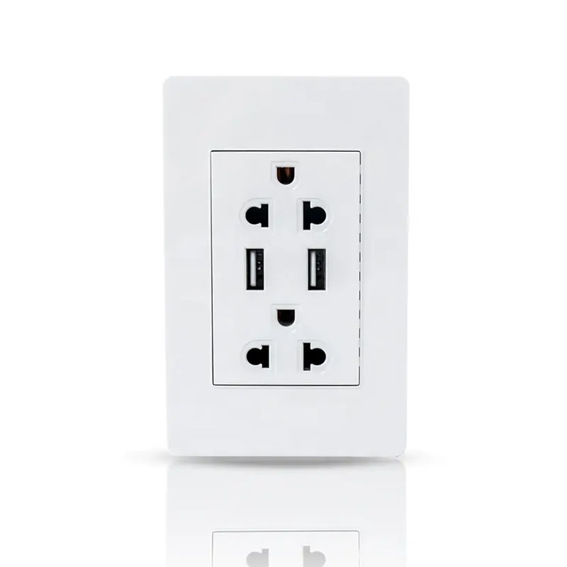 Enchufe de pared universal de 6 pines con USB tipo A tipo C 5V 2.1A Puerto 220V enchufe USB blanco negro salida