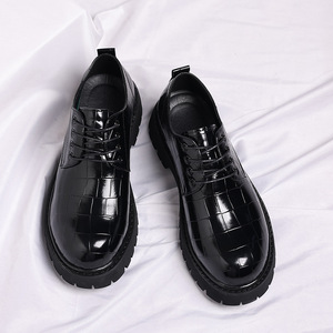 Scarpe da <span class=keywords><strong>Uomo</strong></span> Formali Britanniche per Ufficio, Matrimonio, Sposo, a Quadri con Suola Spessa, <span class=keywords><strong>Tacco</strong></span> <span class=keywords><strong>Alto</strong></span>, Allacciatura in Pelle, Scarpe in PU - Product Image 6