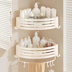 욕실을위한 현대 알루미늄 두꺼운 삼각형 랙 펀칭없는 플라스틱 걸이 스토리지 랙 쉬운 코너 아파트 - Product Image 2