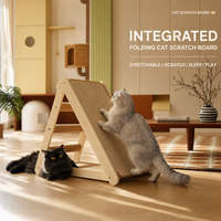 Pohon Garukan Kucing Kayu Solid Lipat Berlapis Sisal Desain Vertikal Sangat Tahan Lama Tidak Rontok Gaya Minimalis Cakar
