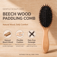 Brosse à cheveux démêlante à poils de sanglier avec manche en hêtre et logo personnalisé, peigne de massage à coussin d'air, peigne airbag