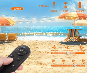 Guirlande lumineuse solaire de Noël de 54 pieds, IP65, intérieure/extérieure, étanche, télécommande, longueur personnalisable, 26 ampoules LED, jardin - Product Image 5