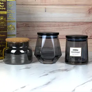 Jarra de vidro de alta qualidade personalizável, 8oz/12oz, recipiente de vela para fazer velas com tampas