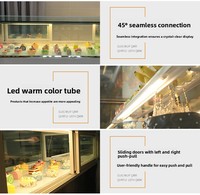 Vitrine réfrigérée commerciale à un seul niveau pour pâtisseries, comptoir de présentation de desserts en verre avec roulettes