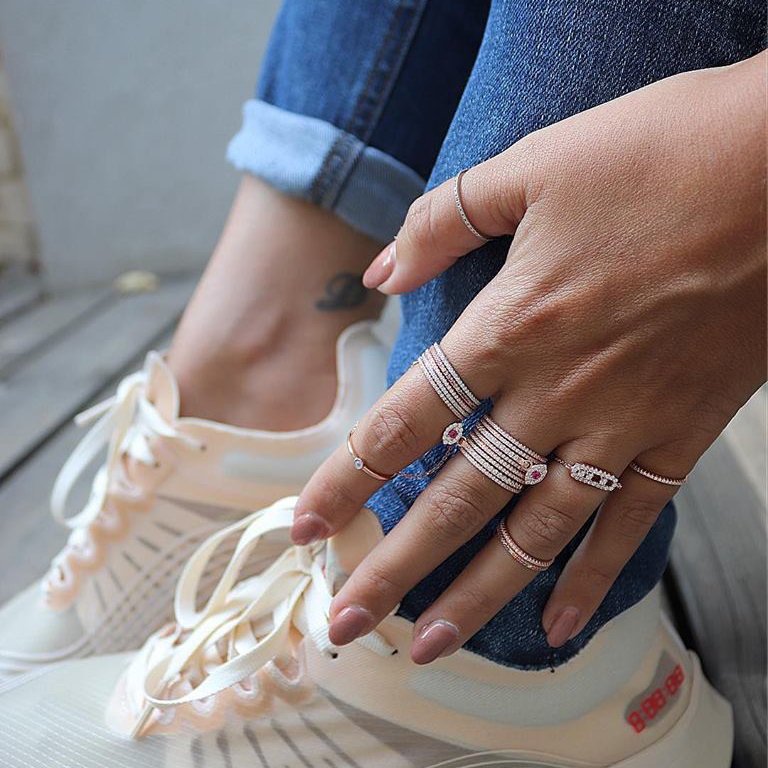 sterling silver fine cz stacker rings