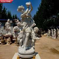 Statue érotique en marbre blanc grandeur nature pour jardin extérieur avec Sculpture léopard