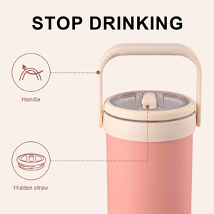 Vaso Térmico OEM de 40 oz con Asa y Pajita Plegable, Taza Aislada al Vacío de Acero 18/8, Antiderrames <span class=keywords><strong>para</strong></span> Viajes, Coche y Oficina - Product Image 4