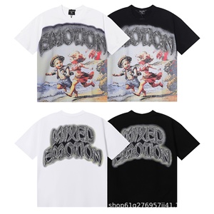 Maglietta Unisex a Maniche Corte <span class=keywords><strong>in</strong></span> Puro Cotone Traspirante con Strass Termoadesivi a Forma di Angelo, Stile High Street, Vestibilità Ampia, Collezione Cross-border Fashion MIXED EMOTION - Product Image 4