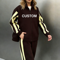 Ensemble de survêtement pour femme NEOHOPE, personnalisé, décontracté, streetwear, en molleton de coton rose épais, fermeture éclair, 2 pièces