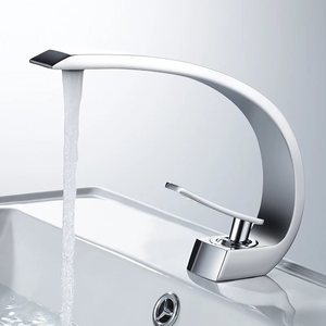 Modern Chrome Brass Single-Handle Deck-Mounted Hall Basin Ceramic Core <strong>Hot</strong>/Cold Water <strong>Metered</strong> <strong>Flow</strong> Single-Hole Installation - Product Image 2
