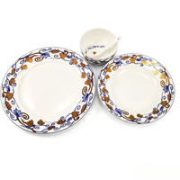 Service de table en porcelaine 16 pièces, assiettes 10/8 pouces, bols 4,3 pouces, cuillères, glaçure lisse, décalcomanie personnalisée, logo doré