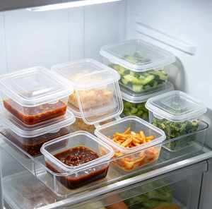 Clear Stackable Square PP Plastic Sauce Cups With Fixed Hinged <b>Lid</b> Leak Proof Disposable Eco-Friendly Small Condiment Boxes - Product Image 2