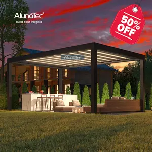 AlunoTec 3x6m ECO 친절한 안뜰 지붕 아이디어 전망대 알루미늄 미늘창 정원을 위한 방수 자동화된 Pergola