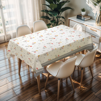 Nappe carrée de protection en PVC rouge premium RNPT à motif de roses pour table à manger et table basse